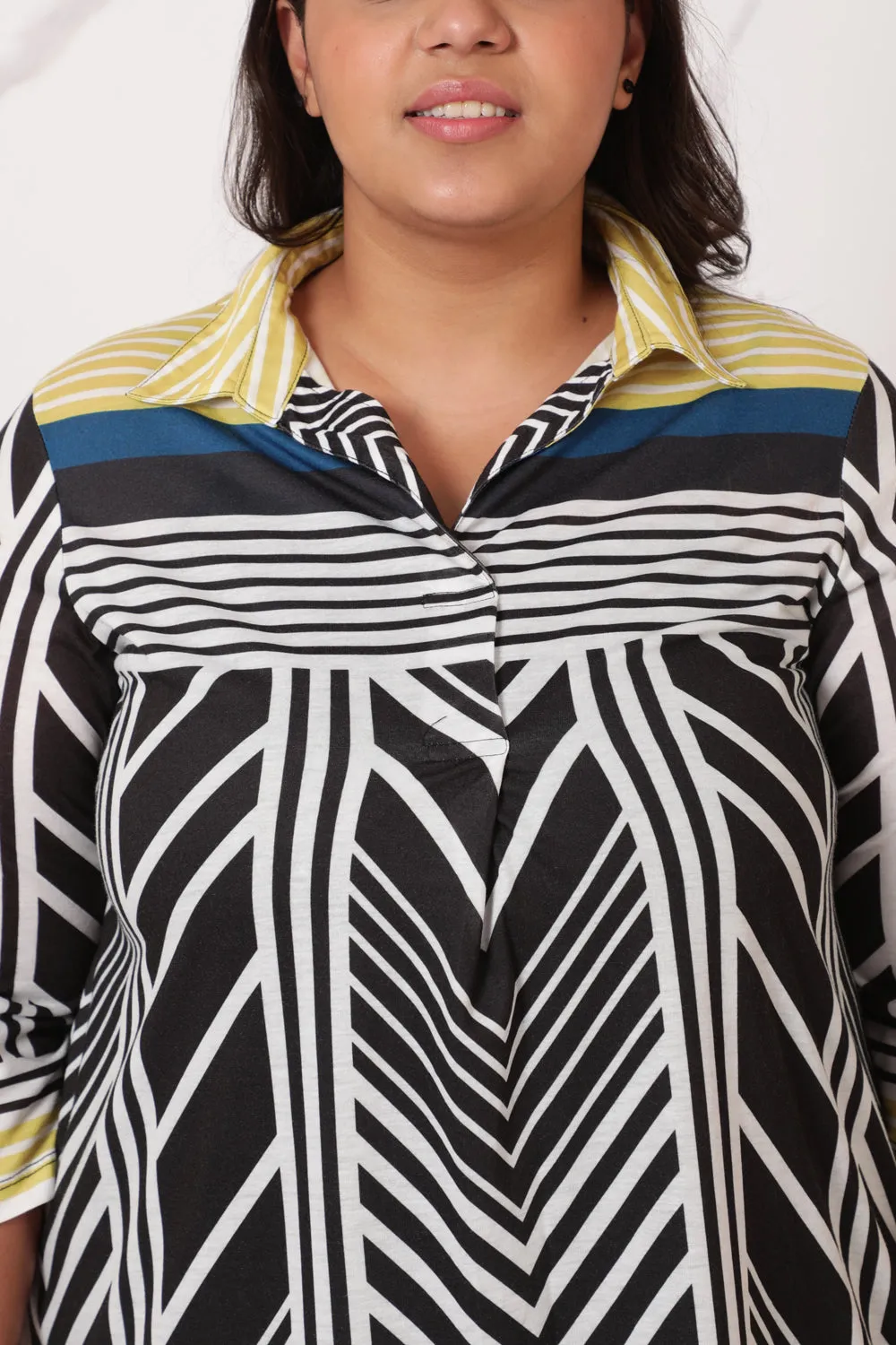 Monochrome Magic Centre Pleat Top