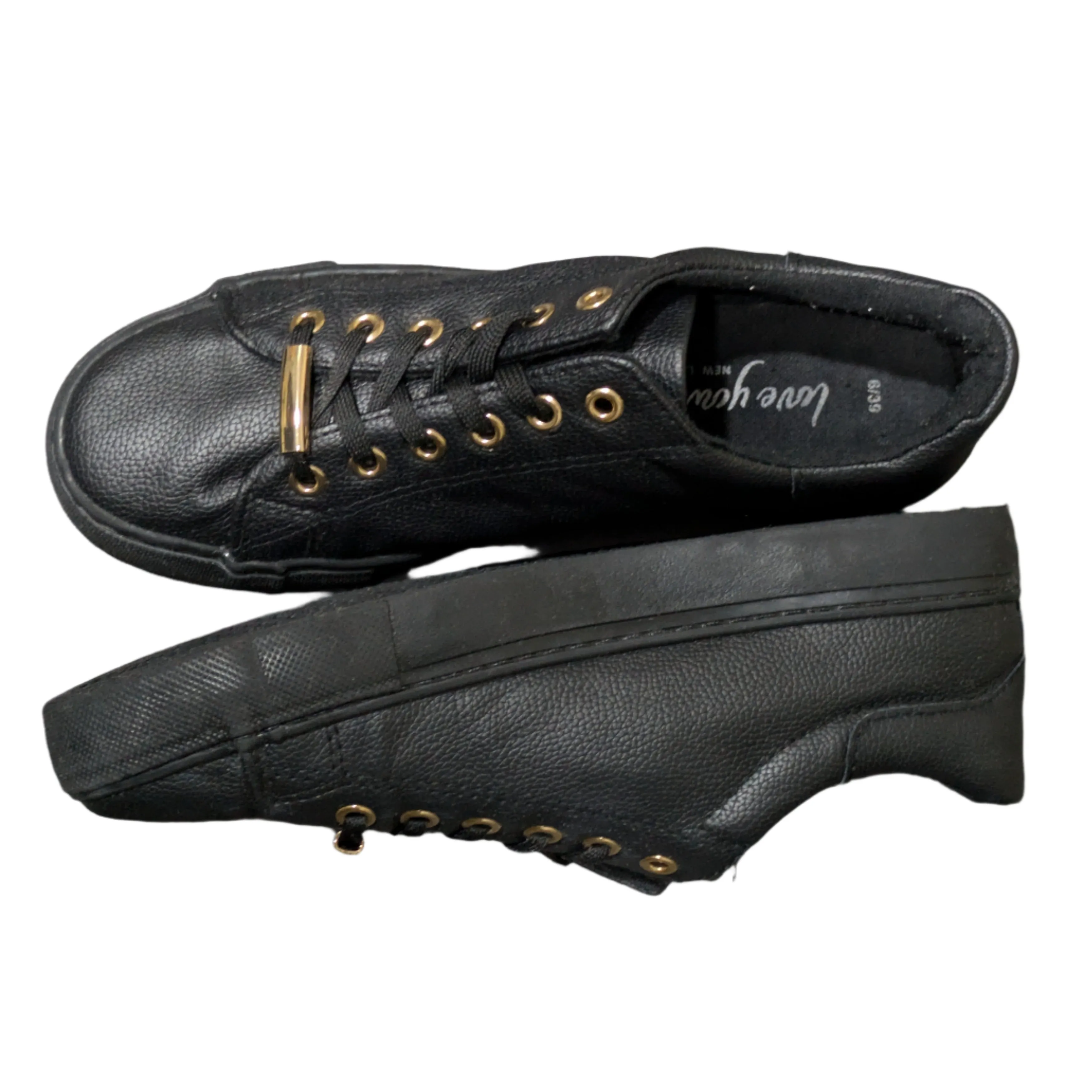 New Look Black Leather-Look Metal Trim Trainers – UK 6  EU 39 / US 8