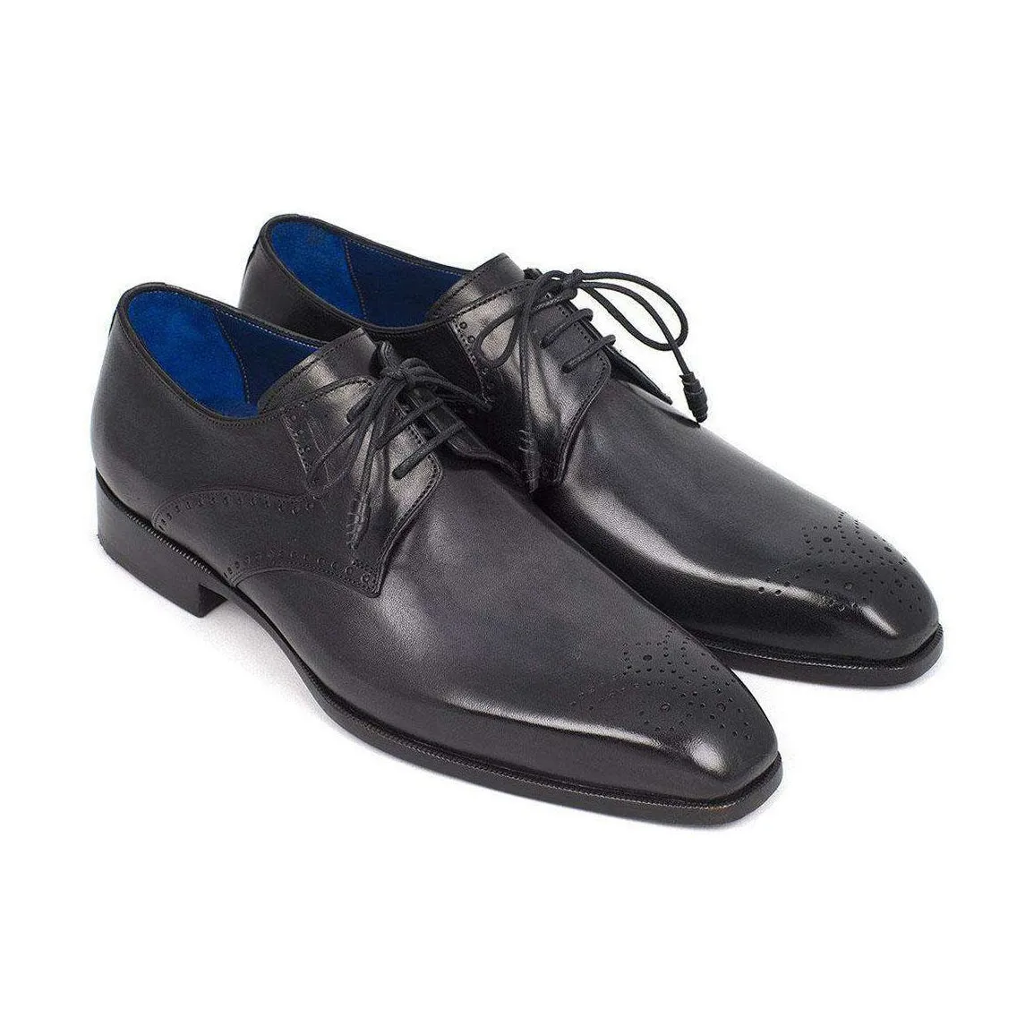 Paul Parkman Handmade Designer Shoes Men's Black Medallion Toe Derby Oxfords (PM5311)