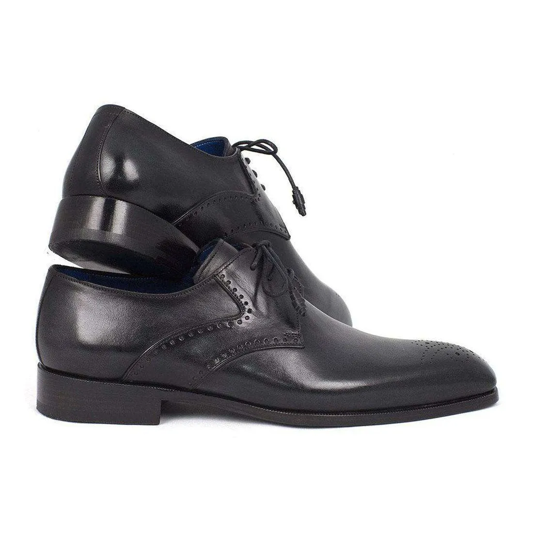 Paul Parkman Handmade Designer Shoes Men's Black Medallion Toe Derby Oxfords (PM5311)