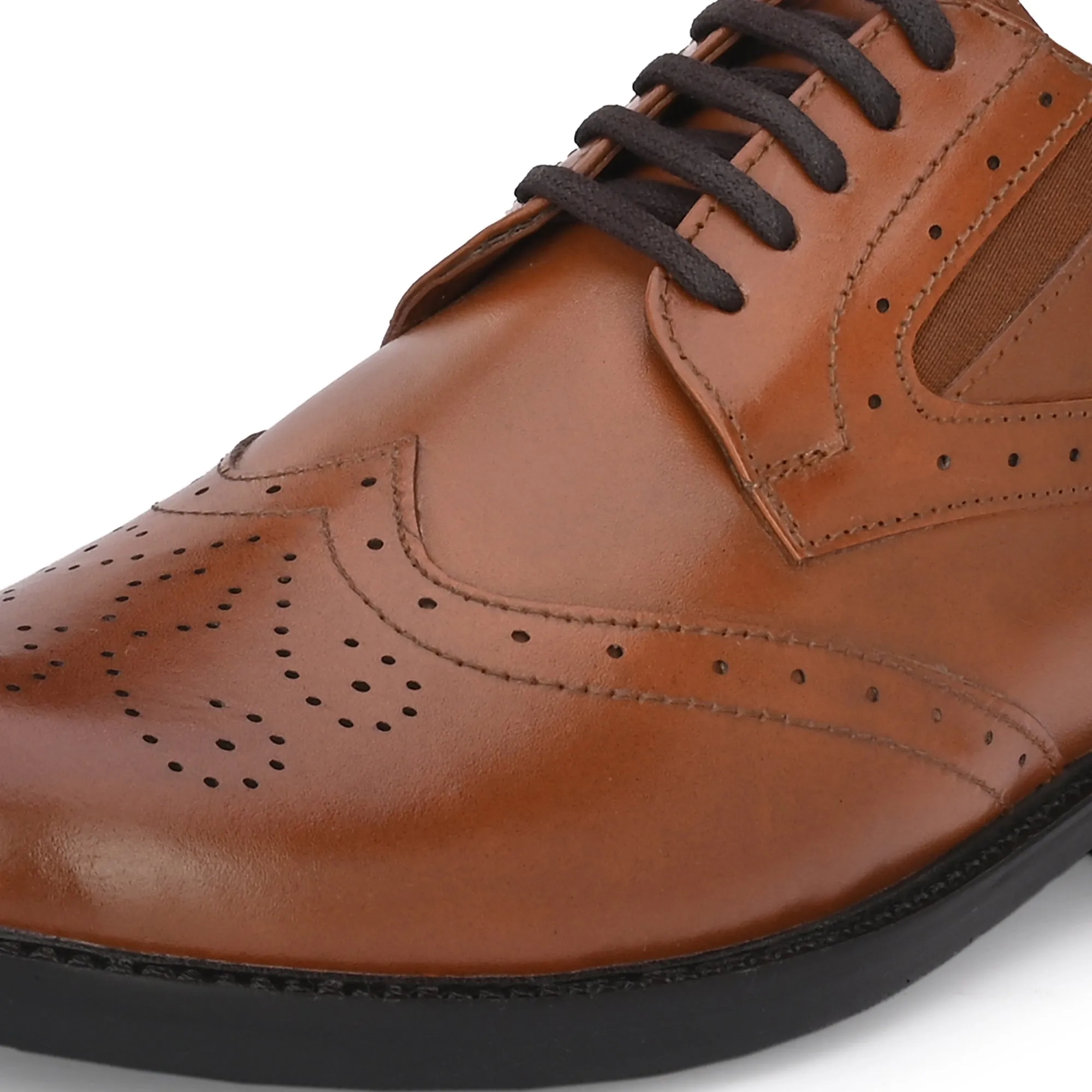 Stylish Brogue Full Grain Leather Derby Lace Ups