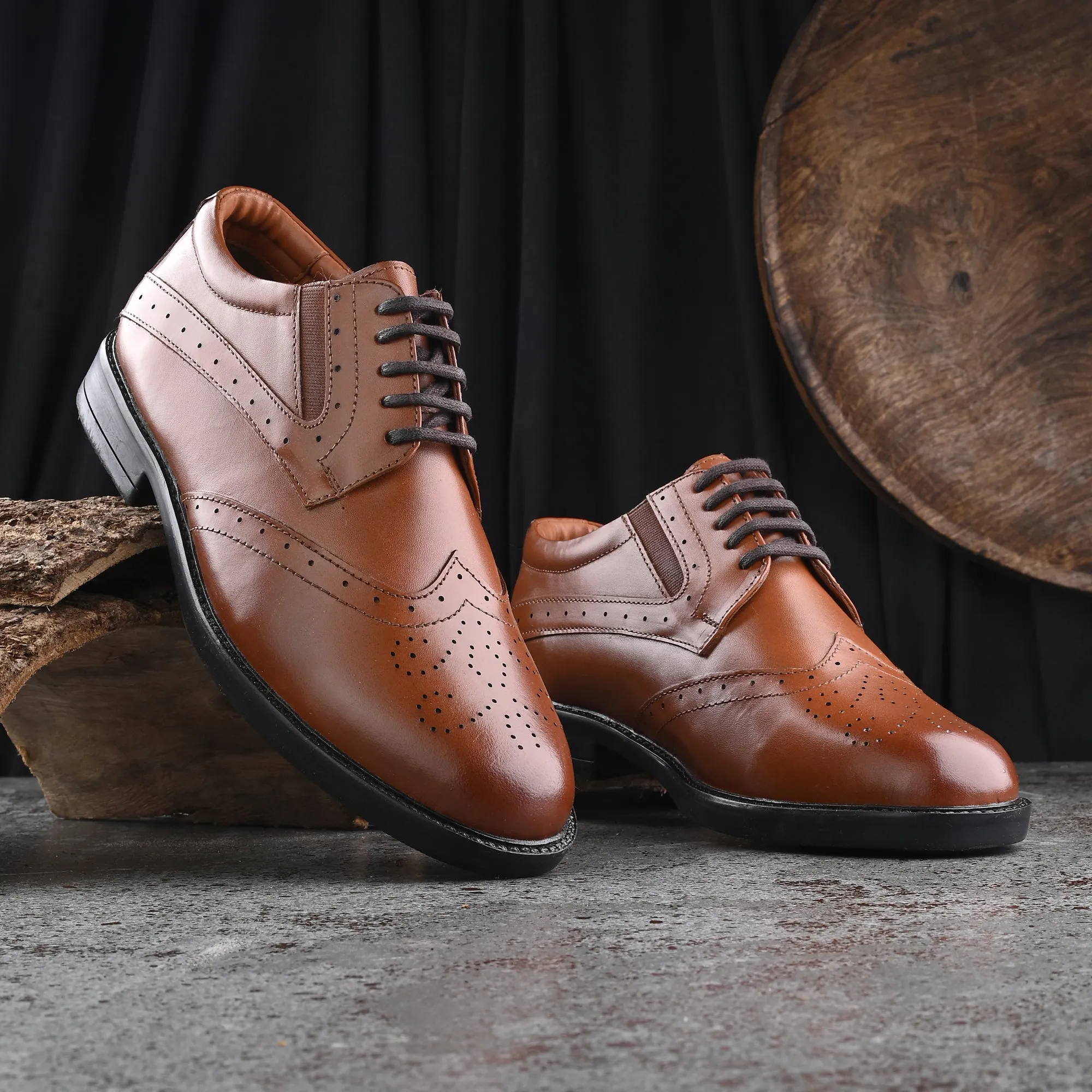 Stylish Brogue Full Grain Leather Derby Lace Ups