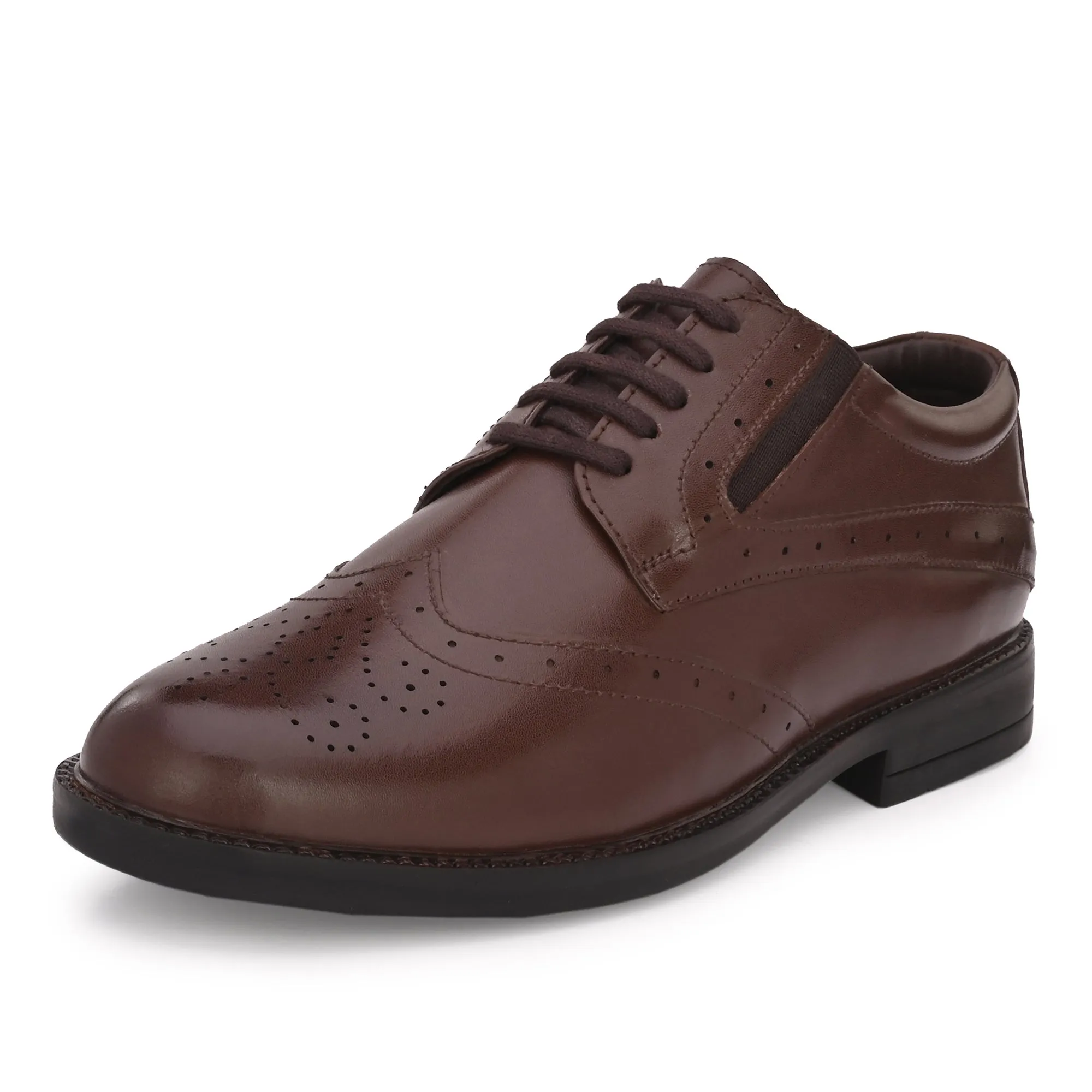 Stylish Brogue Full Grain Leather Derby Lace Ups