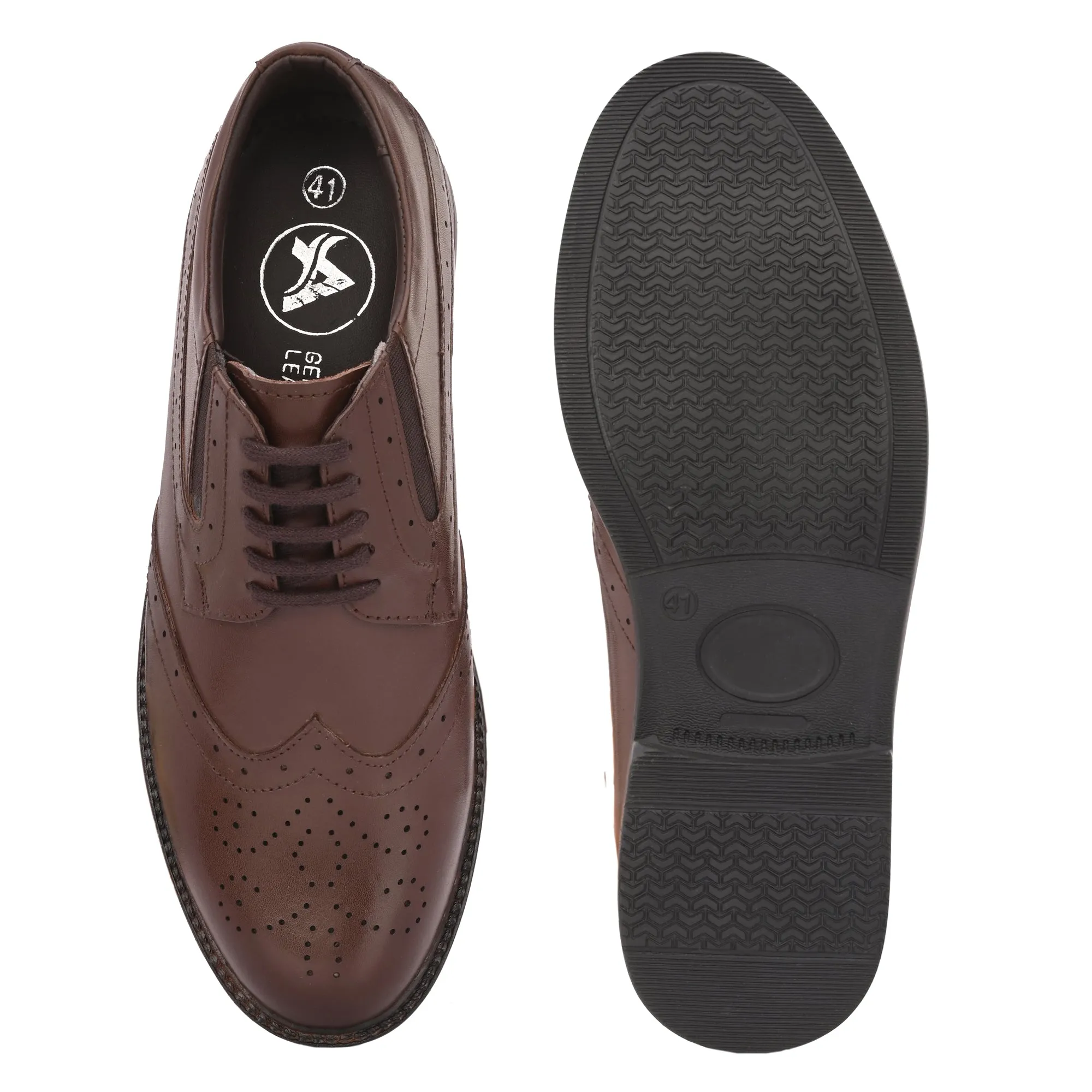 Stylish Brogue Full Grain Leather Derby Lace Ups