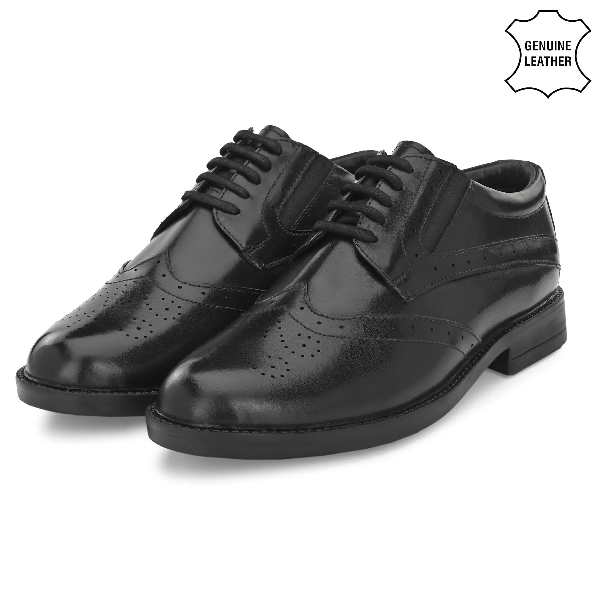 Stylish Brogue Full Grain Leather Derby Lace Ups