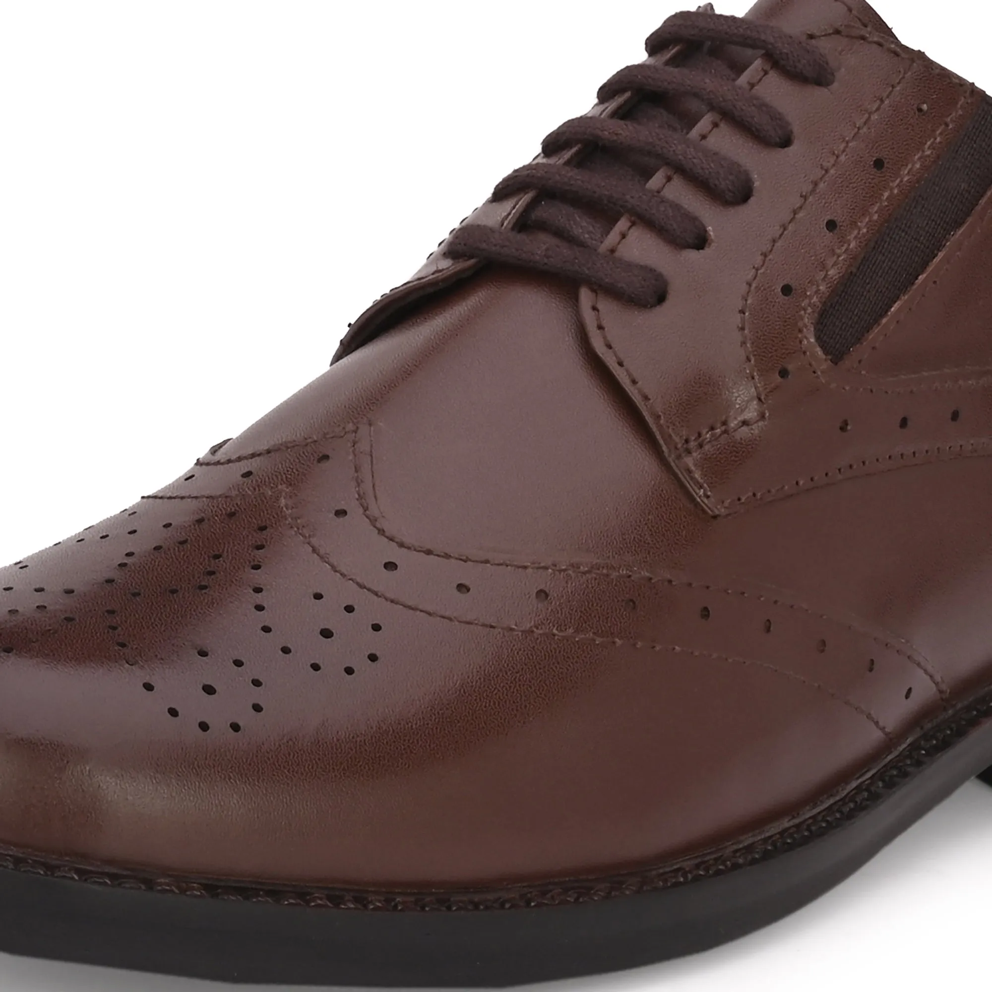 Stylish Brogue Full Grain Leather Derby Lace Ups