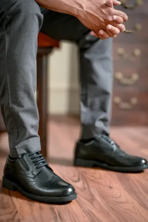 Stylish Brogue Full Grain Leather Derby Lace Ups