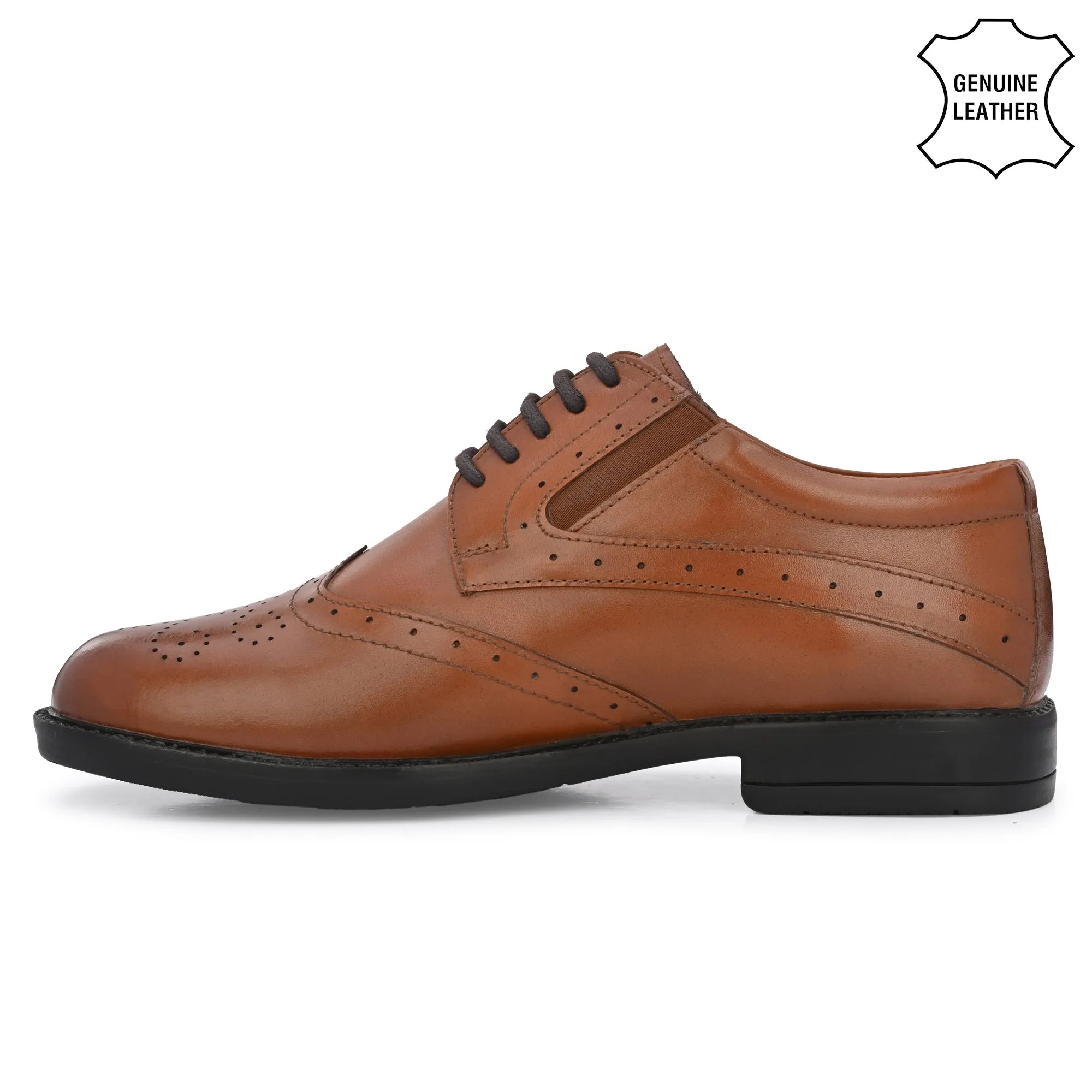 Stylish Brogue Full Grain Leather Derby Lace Ups