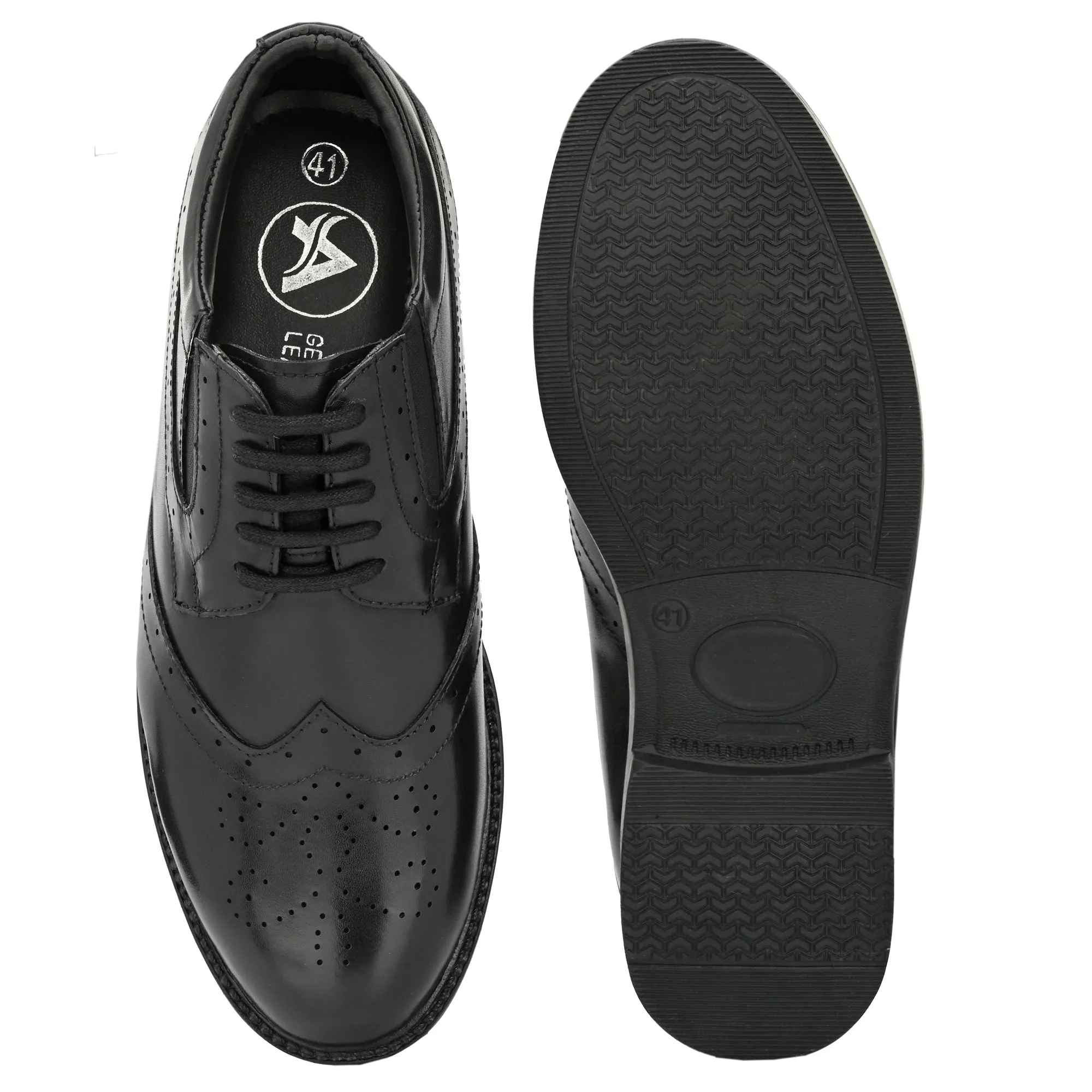 Stylish Brogue Full Grain Leather Derby Lace Ups