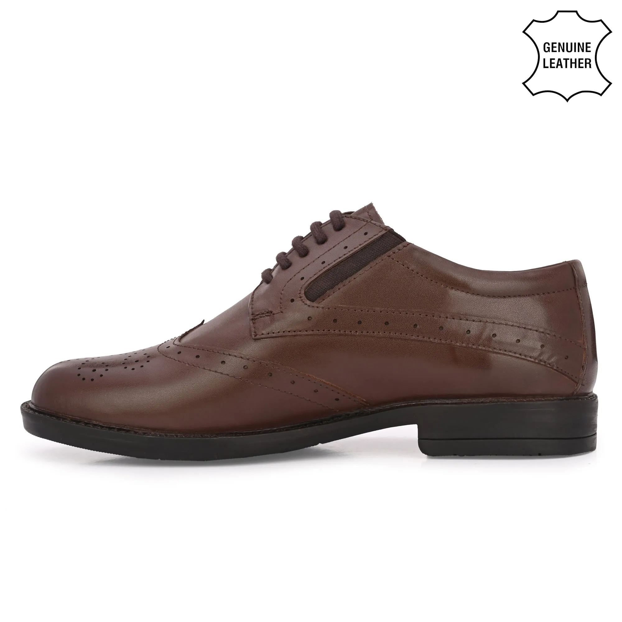 Stylish Brogue Full Grain Leather Derby Lace Ups