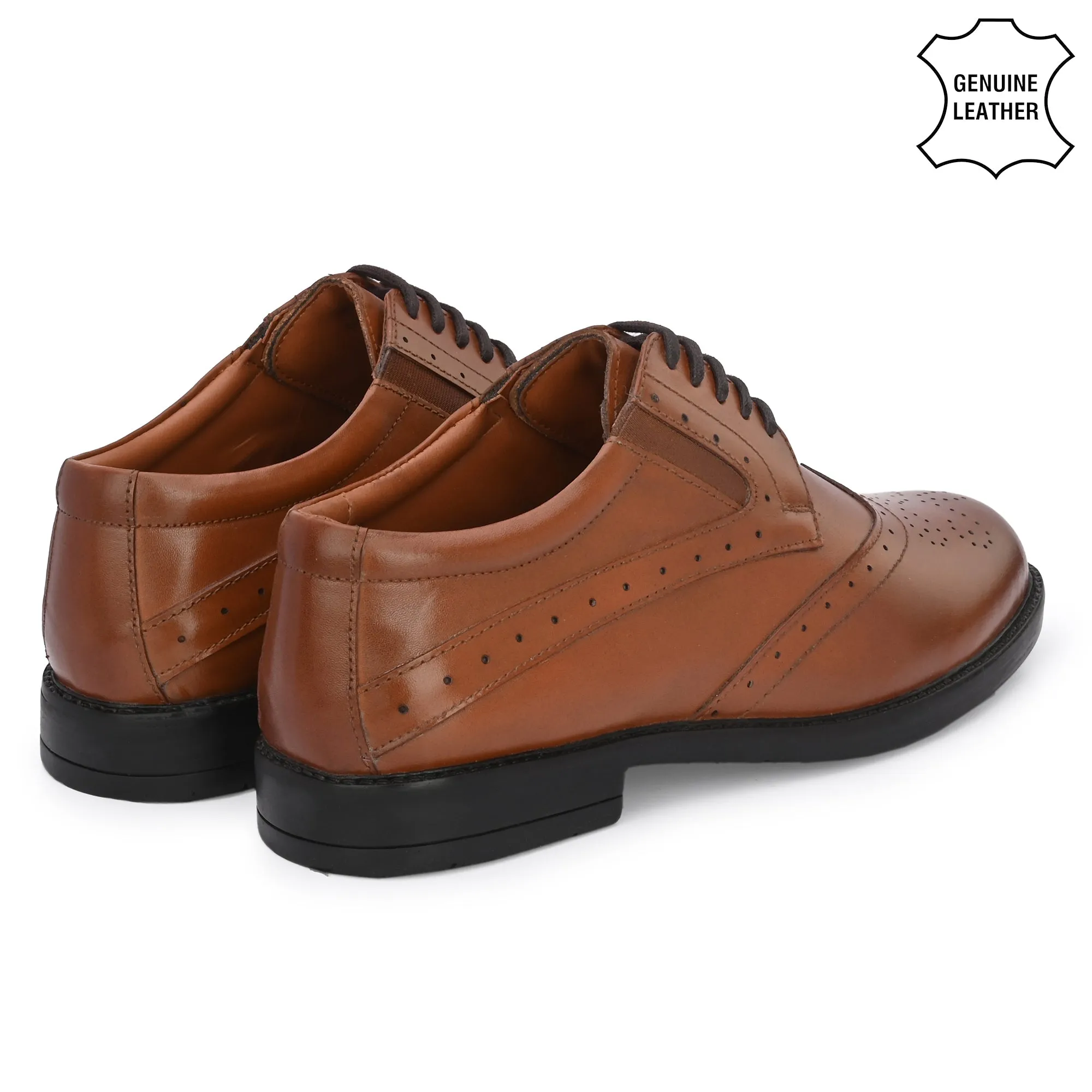 Stylish Brogue Full Grain Leather Derby Lace Ups
