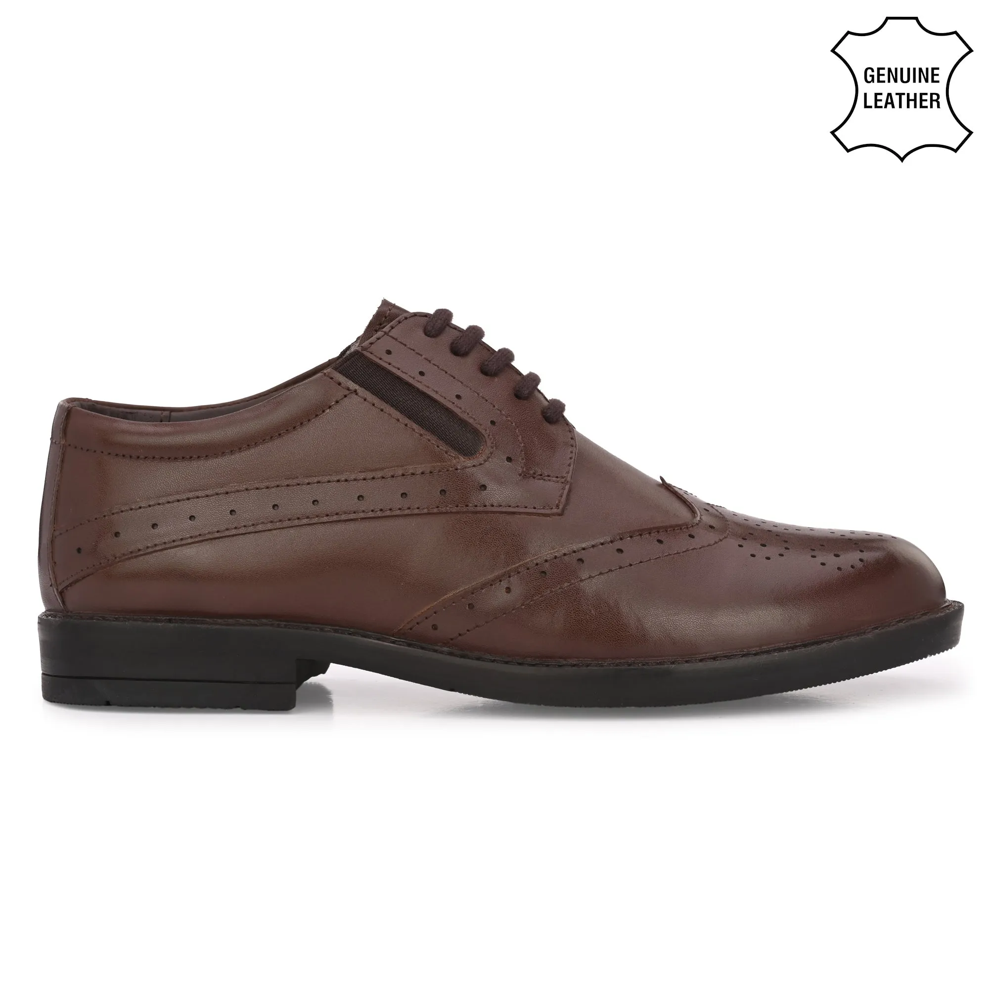 Stylish Brogue Full Grain Leather Derby Lace Ups