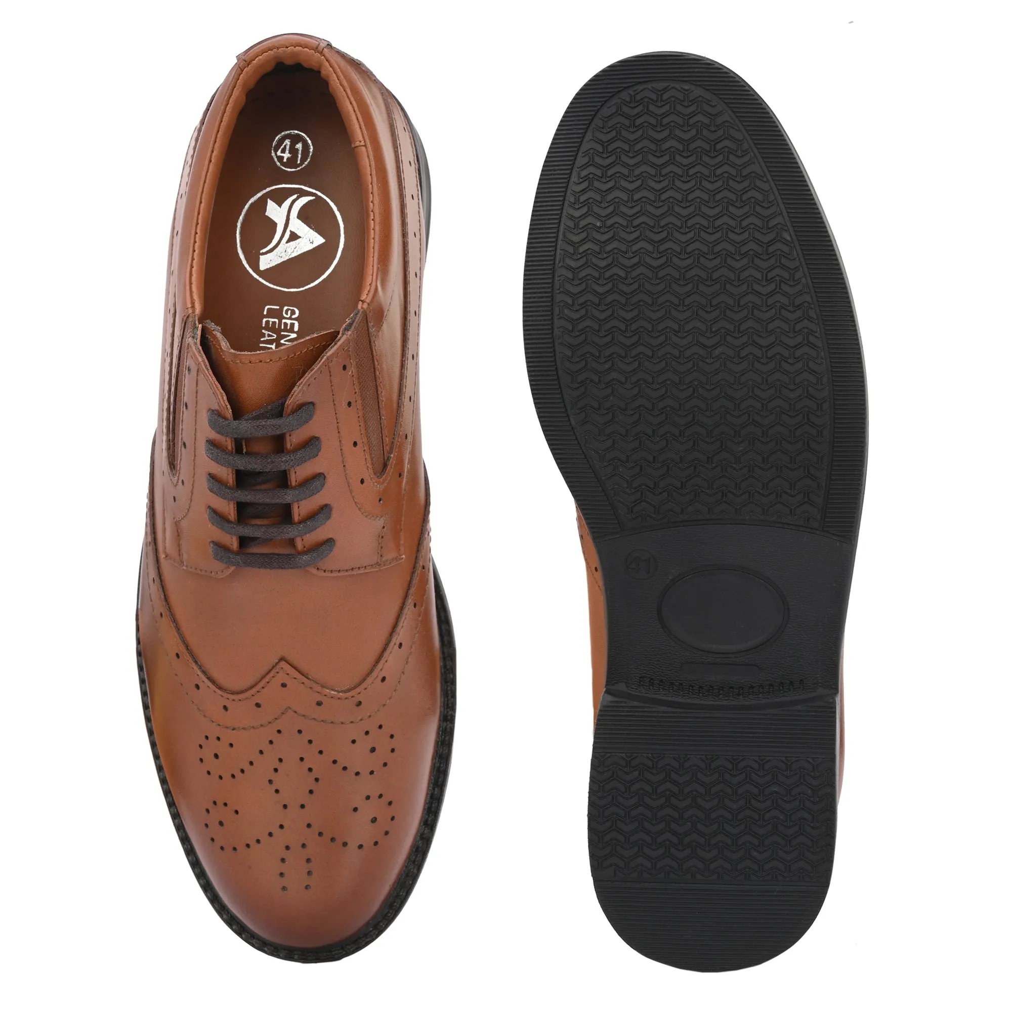 Stylish Brogue Full Grain Leather Derby Lace Ups