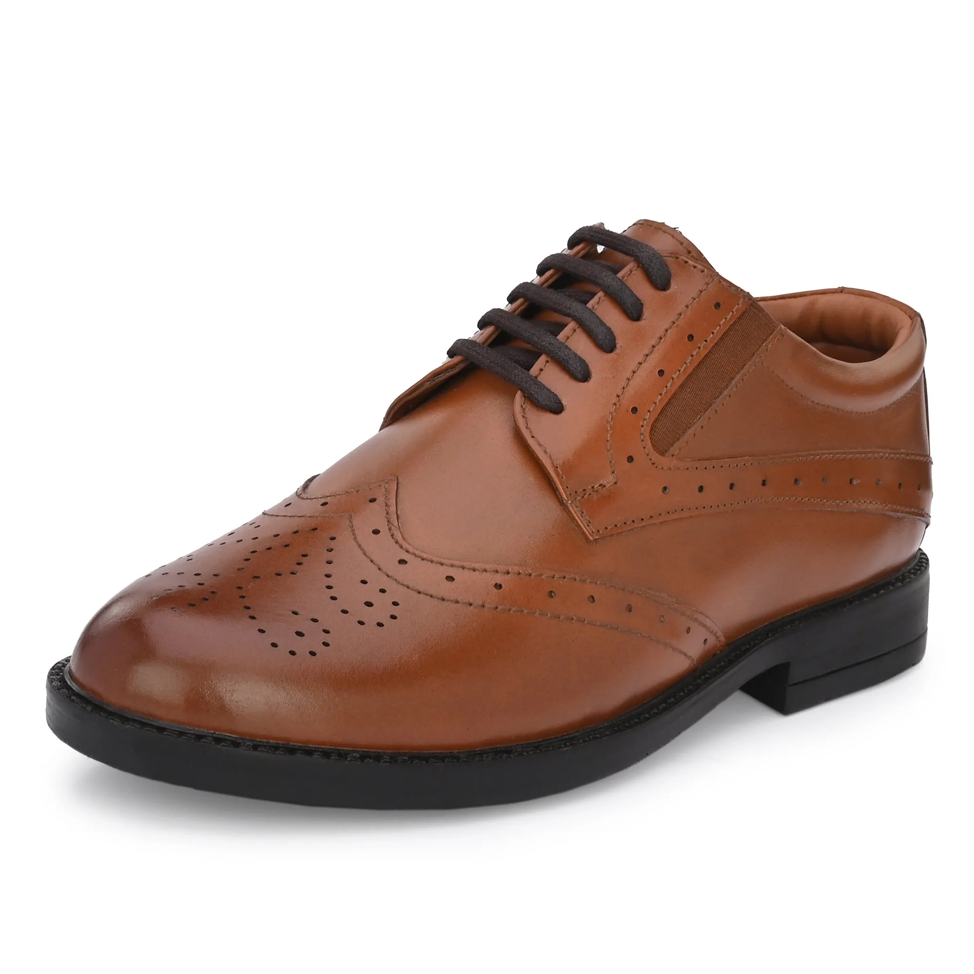 Stylish Brogue Full Grain Leather Derby Lace Ups