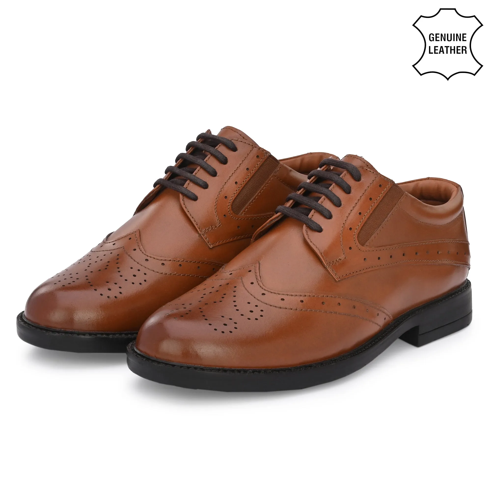 Stylish Brogue Full Grain Leather Derby Lace Ups