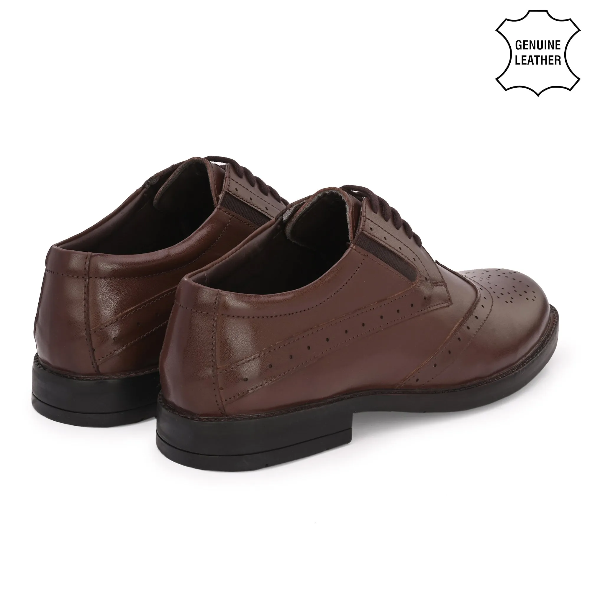 Stylish Brogue Full Grain Leather Derby Lace Ups