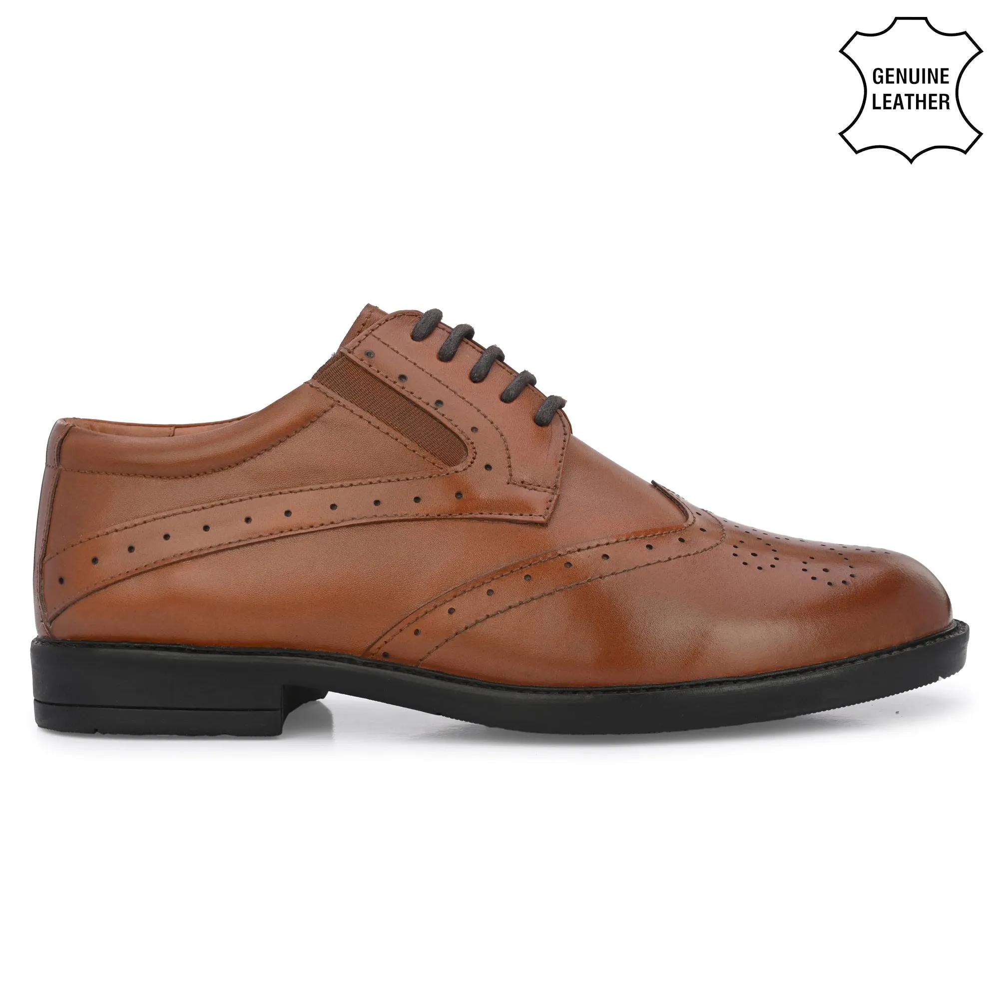 Stylish Brogue Full Grain Leather Derby Lace Ups