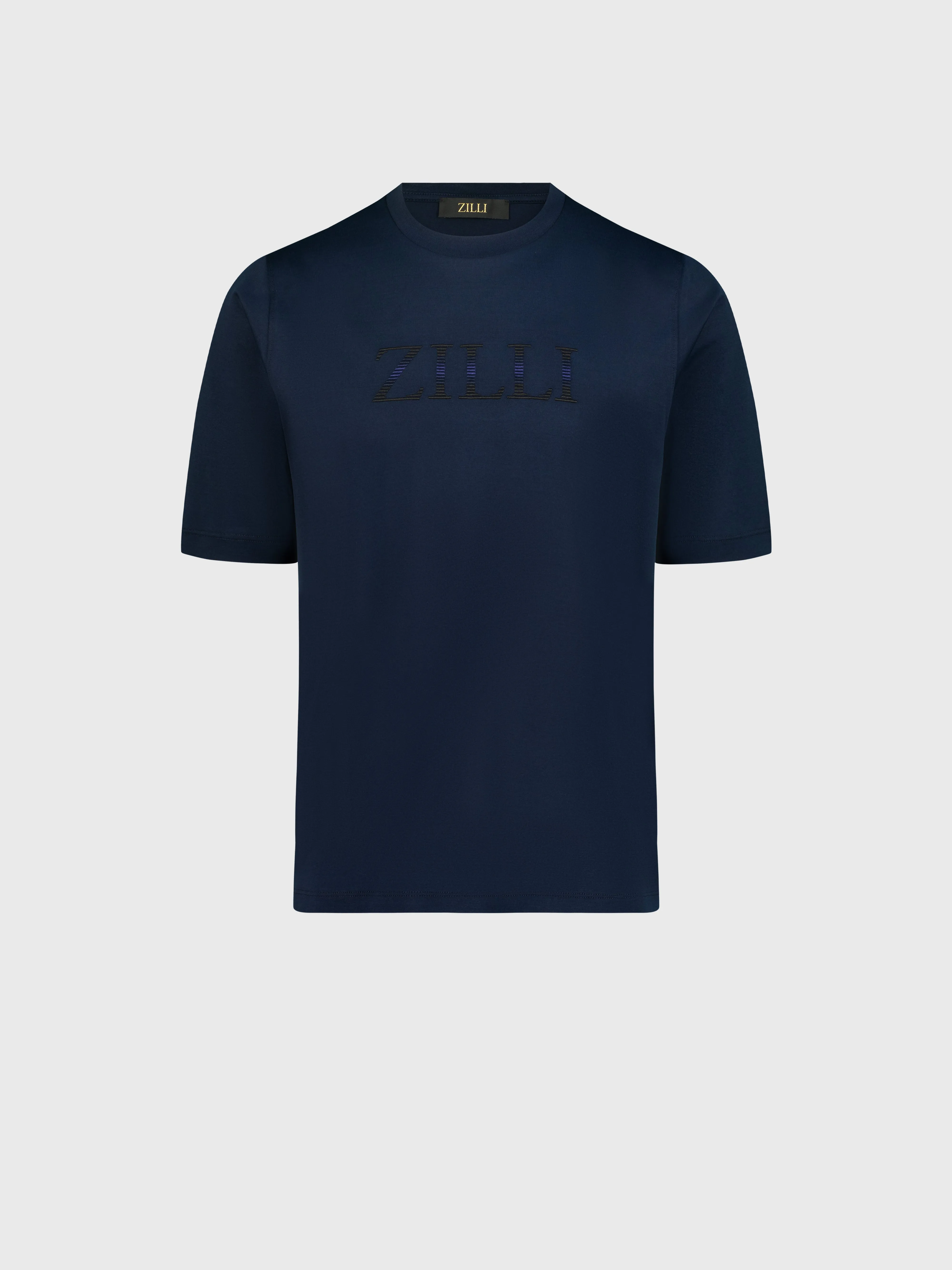 T-Shirt with Gradient Zilli Shade Embroidery Dark Navy