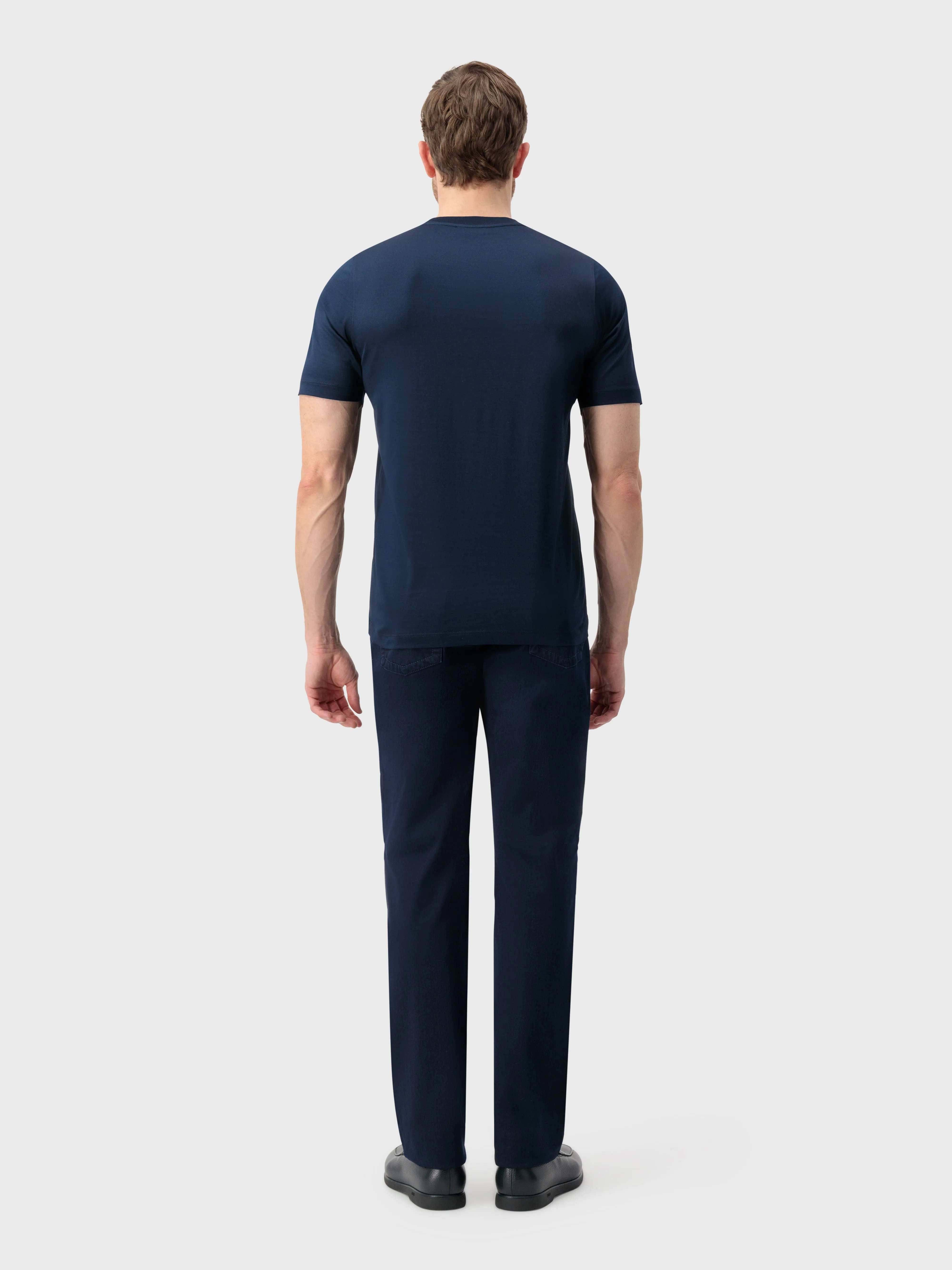 T-Shirt with Gradient Zilli Shade Embroidery Dark Navy