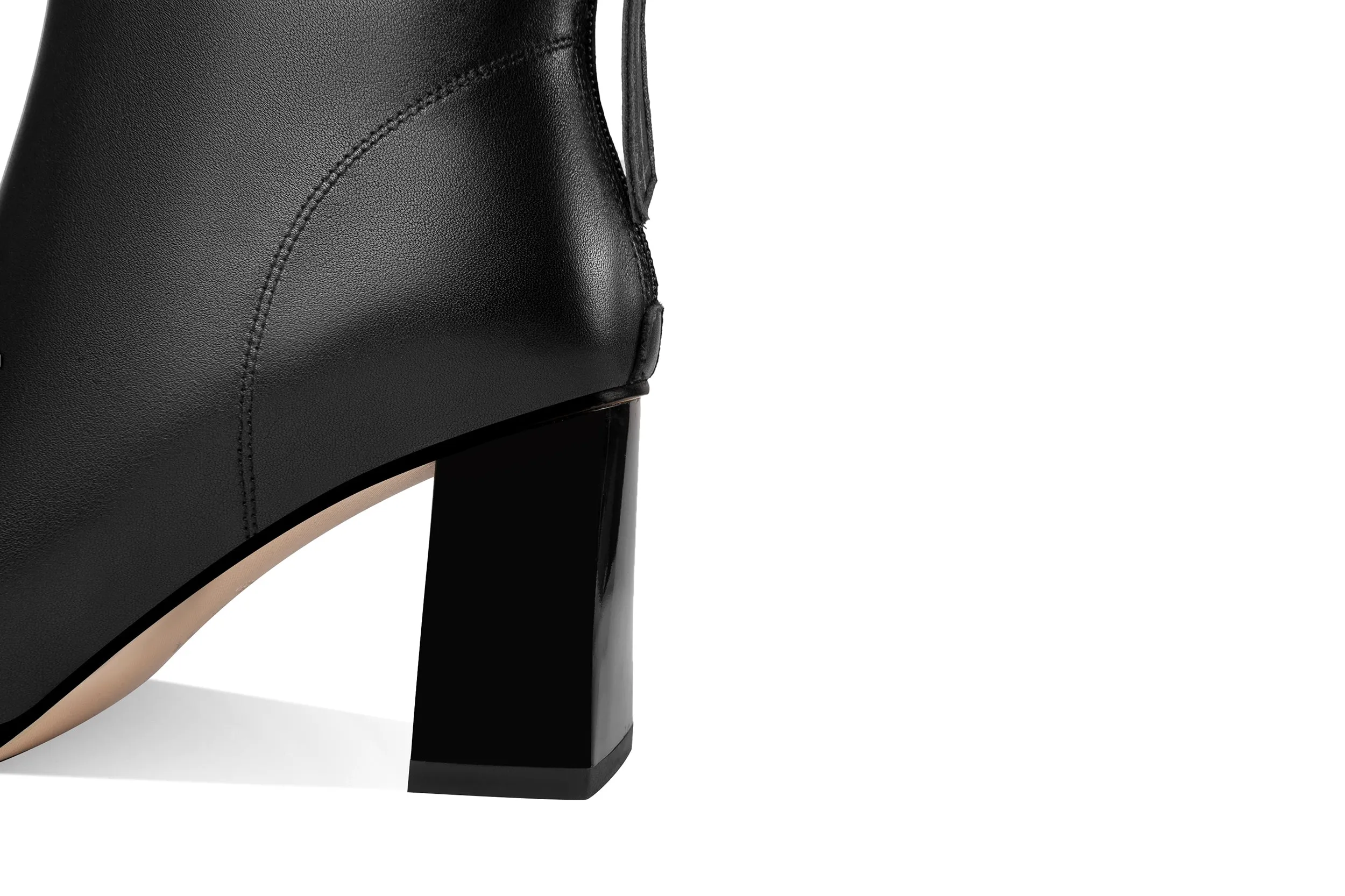 TinaCus Women's Genuine Leather Handmade Chunky Heel Back Zip Up Square Toe Ankle Boots