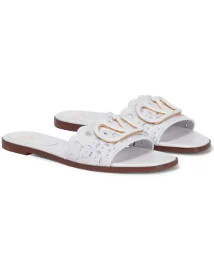 VLogo Leather Slides in White