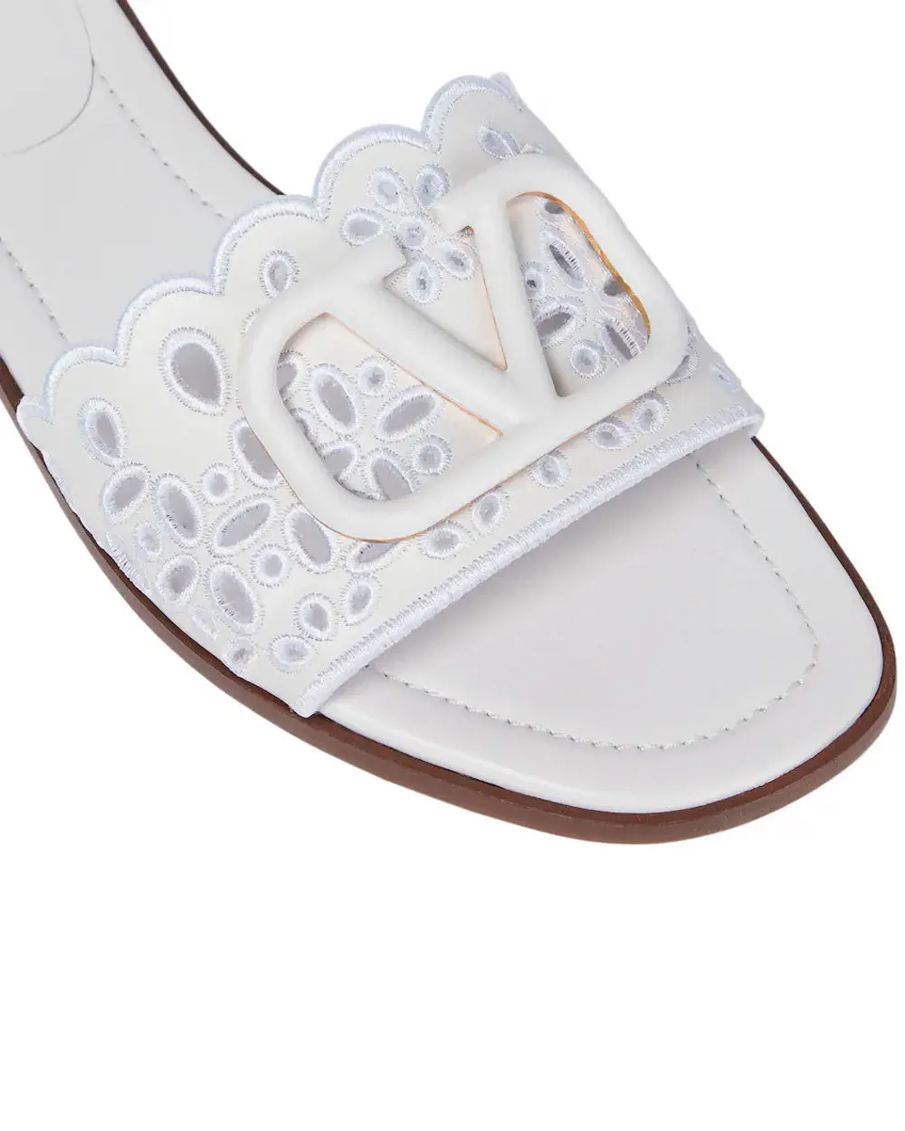 VLogo Leather Slides in White