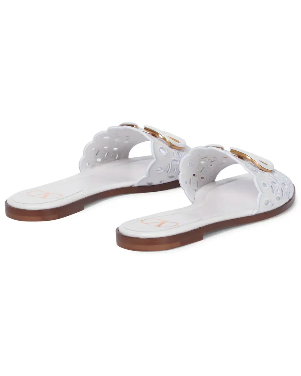 VLogo Leather Slides in White
