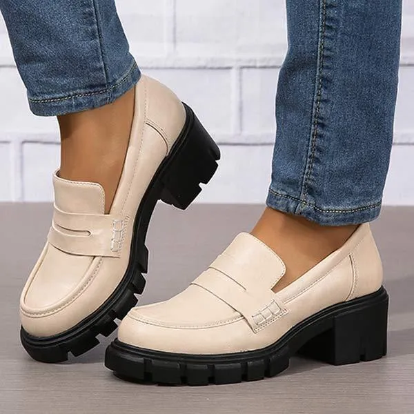 Women's Fashion Chunky Heel Loafers 64528302C