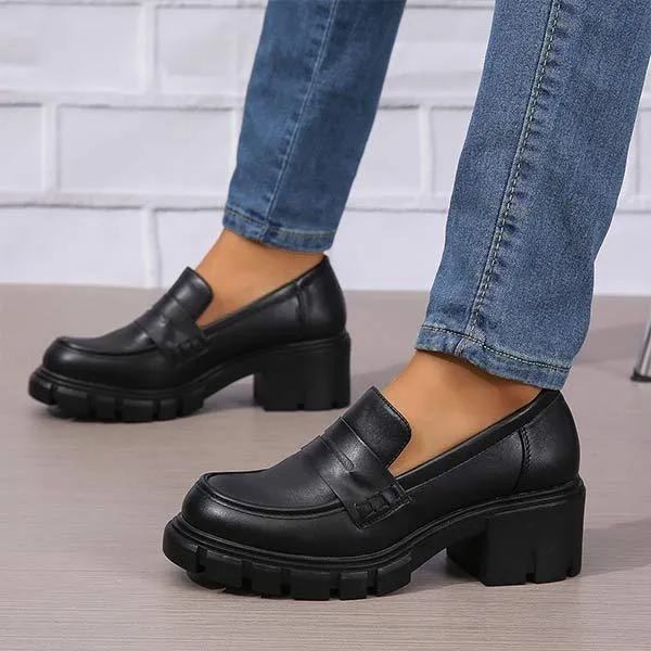 Women's Fashion Chunky Heel Loafers 64528302C