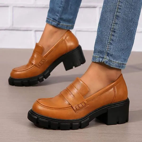Women's Fashion Chunky Heel Loafers 64528302C
