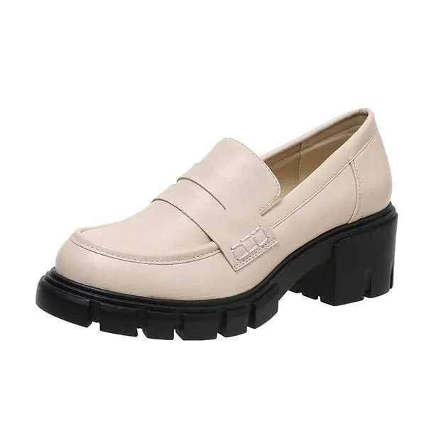 Women's Fashion Chunky Heel Loafers 64528302C