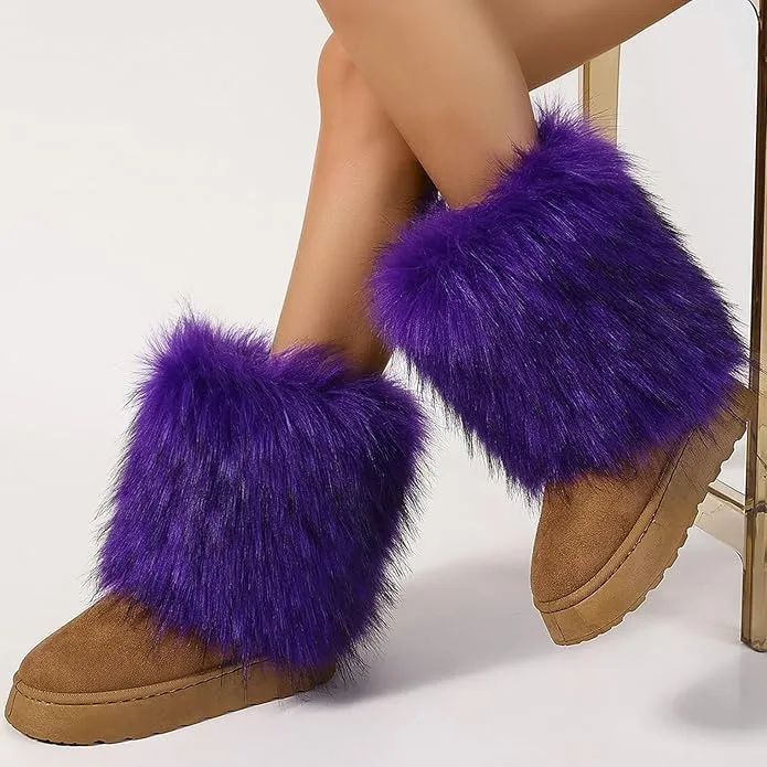 Women's faux fur boots warm plush lined snow boots
