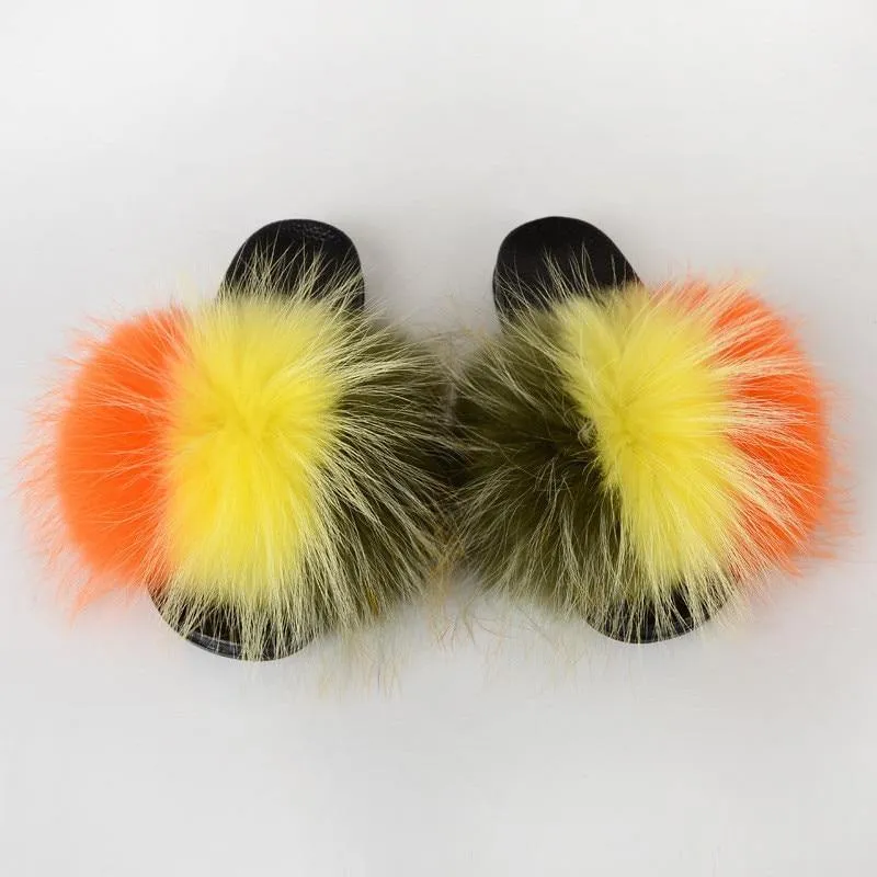 Women's Multi-Color Furrry Slippers