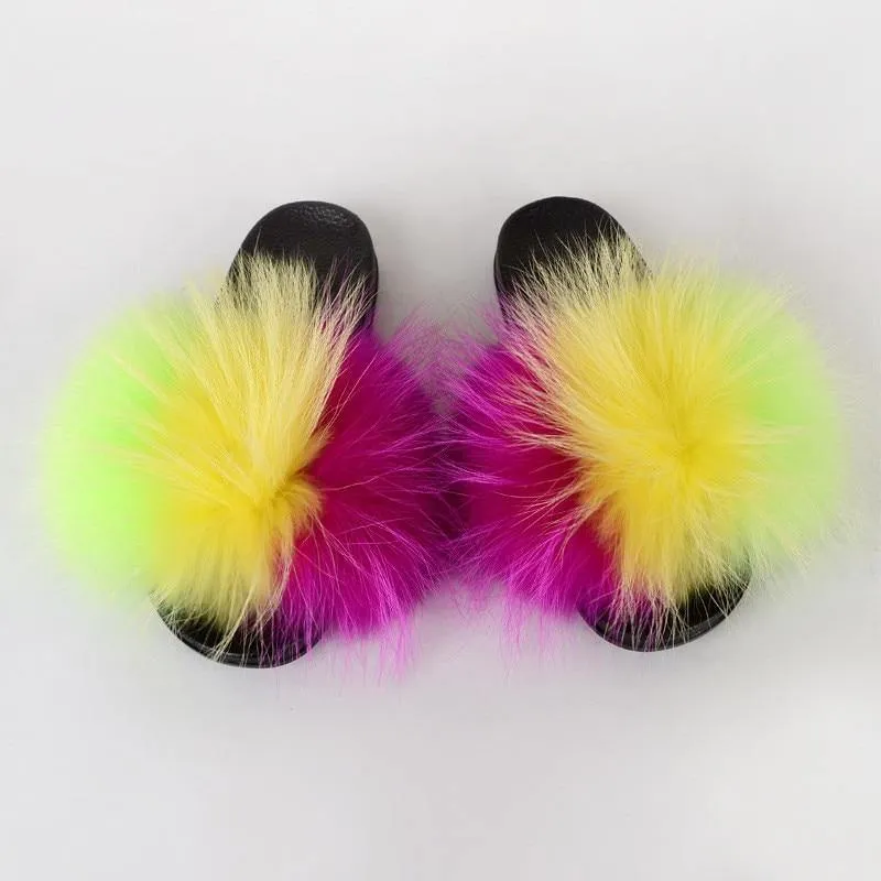 Women's Multi-Color Furrry Slippers
