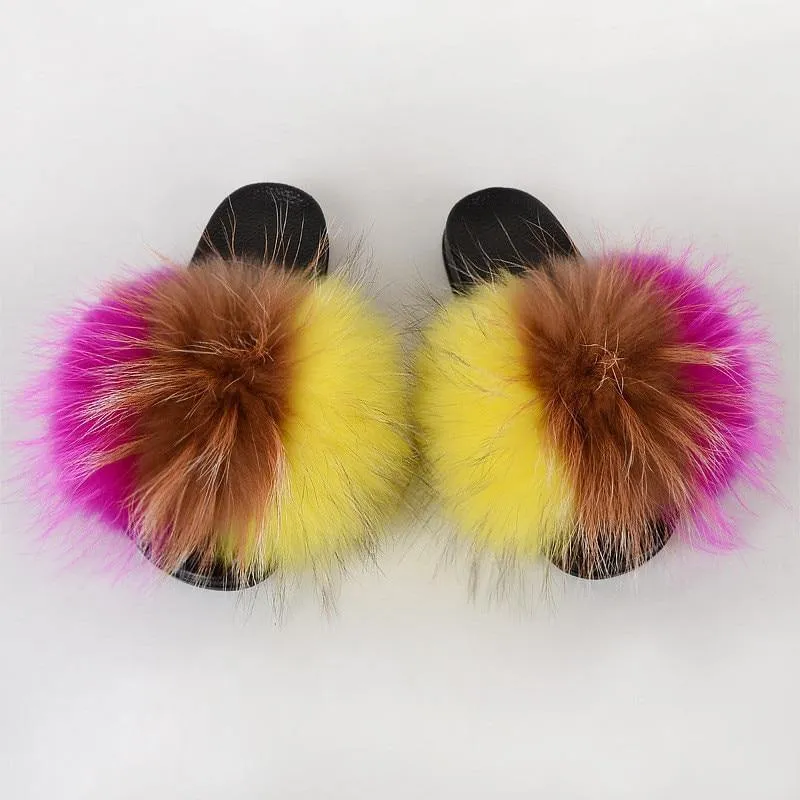 Women's Multi-Color Furrry Slippers