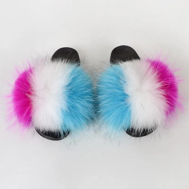 Women's Multi-Color Furrry Slippers