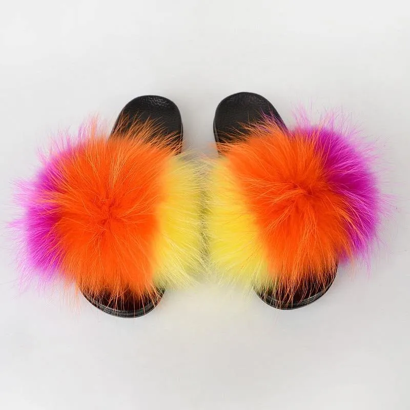 Women's Multi-Color Furrry Slippers