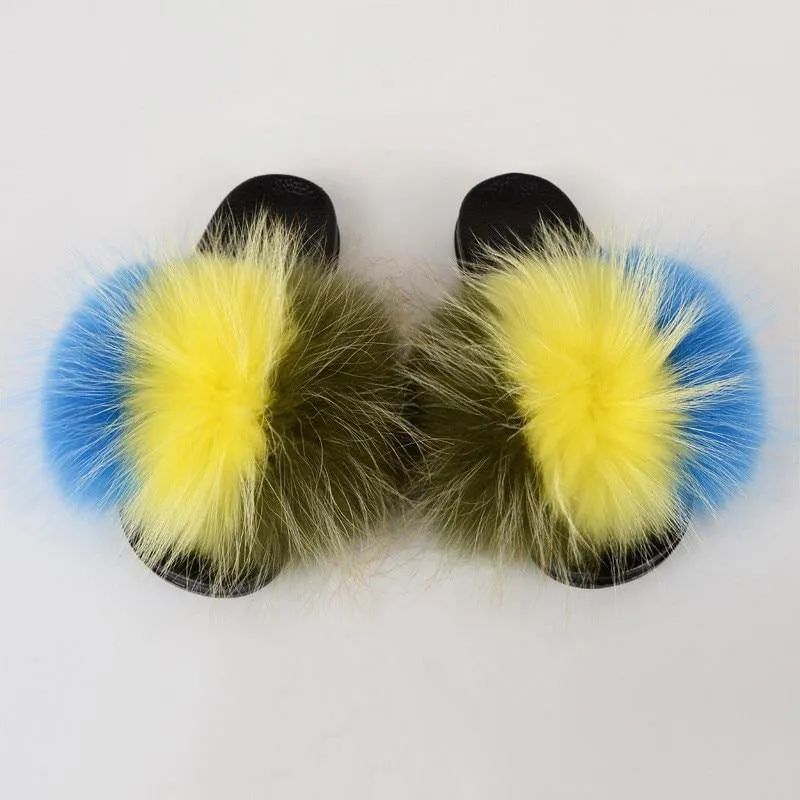 Women's Multi-Color Furrry Slippers