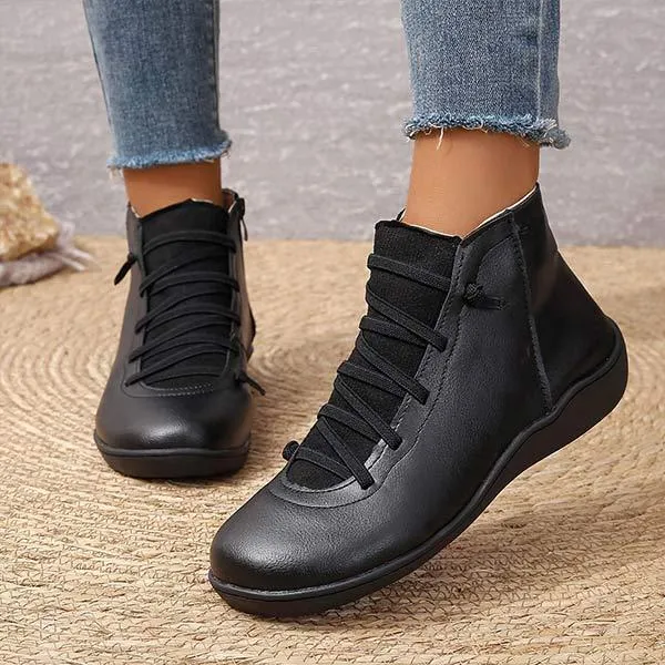 Women's Round-Toe Casual Side-Zip Martin Boots 64267582C