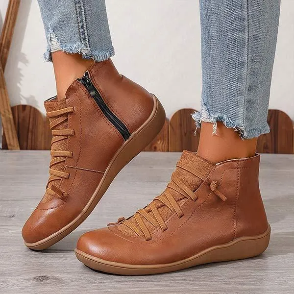 Women's Round-Toe Casual Side-Zip Martin Boots 64267582C