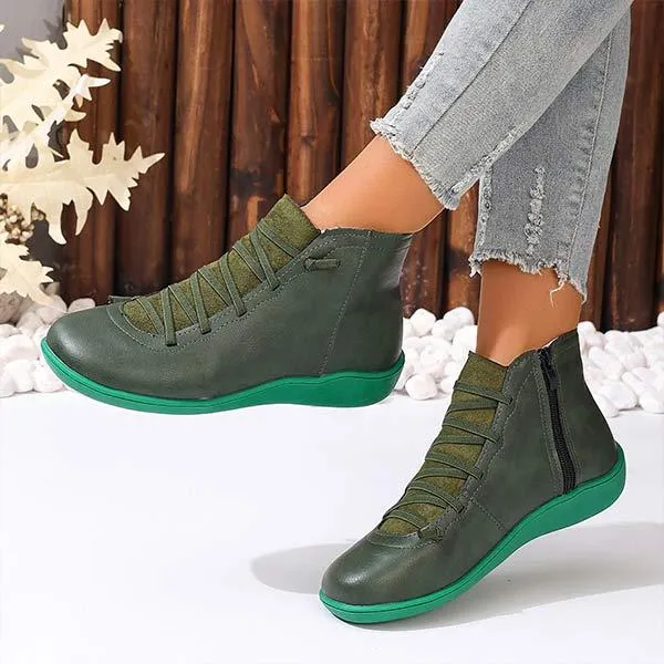 Women's Round-Toe Casual Side-Zip Martin Boots 64267582C