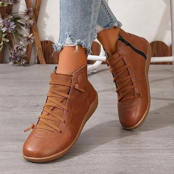 Women's Round-Toe Casual Side-Zip Martin Boots 64267582C