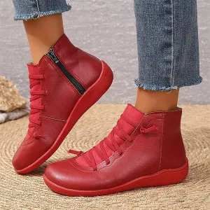 Women's Round-Toe Casual Side-Zip Martin Boots 64267582C